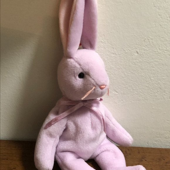 96' VINTAGE TY FLOPPITY BEANIE BABIES B'DAY 5/28/96 SET OF 2 BUNNIES LAVENDER - Picture 12 of 17